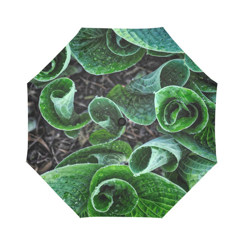 Green Leaves Floral Nature Pattern Auto-Foldable Umbrella (Model U04)