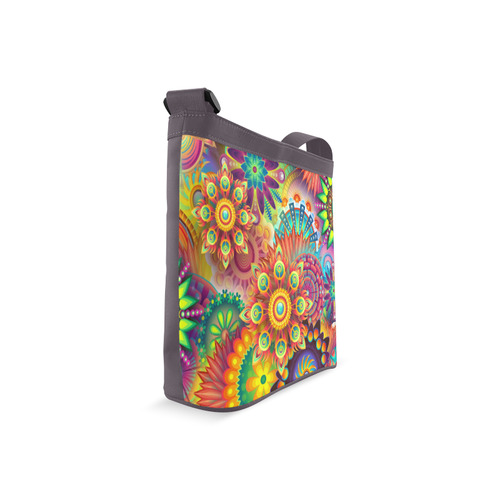 Trippy Psychedelic Floral Pattern Red Blue Crossbody Bags (Model 1613)