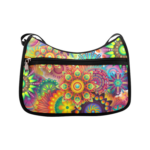 Trippy Psychedelic Floral Pattern Red Blue Crossbody Bags (Model 1616)