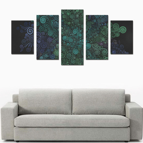 3D Psychedelic Turquoise Rose Canvas Print Sets D (No Frame)