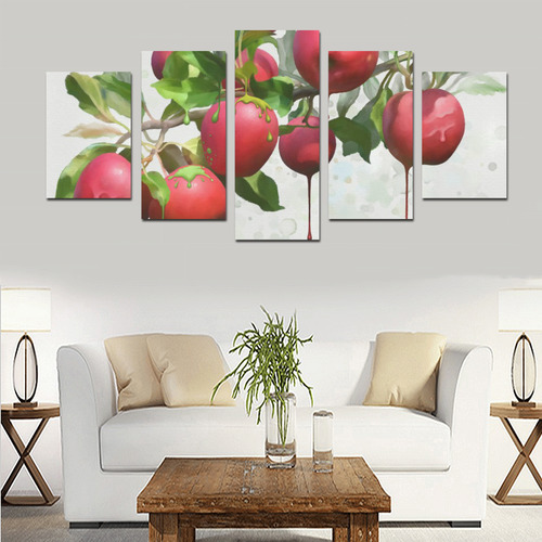 Melting Apples, fruit watercolors Canvas Print Sets D (No Frame)