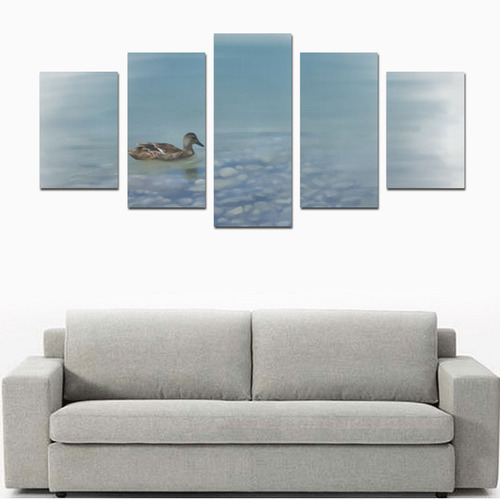 Swimming Duck, watercolor bird Canvas Print Sets D (No Frame)