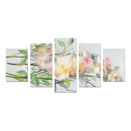 Blend Roses, floral watercolor Canvas Print Sets D (No Frame)