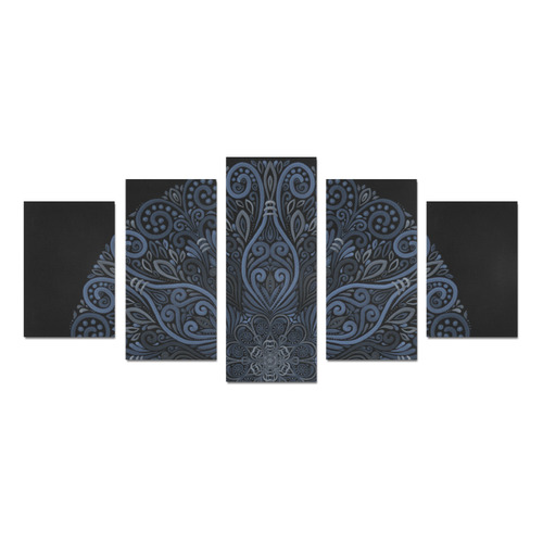 Blue Mandala Pattern with 3D effect Canvas Print Sets D (No Frame)