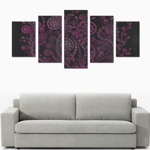 3D psychedelic ornaments, magenta Canvas Print Sets D (No Frame)