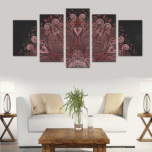 Red, orange, pink and brown 3D Mandala Pattern Canvas Print Sets D (No Frame)