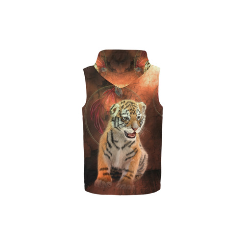 Cute little tiger All Over Print Sleeveless Zip Up Hoodie for Kid (Model H16)