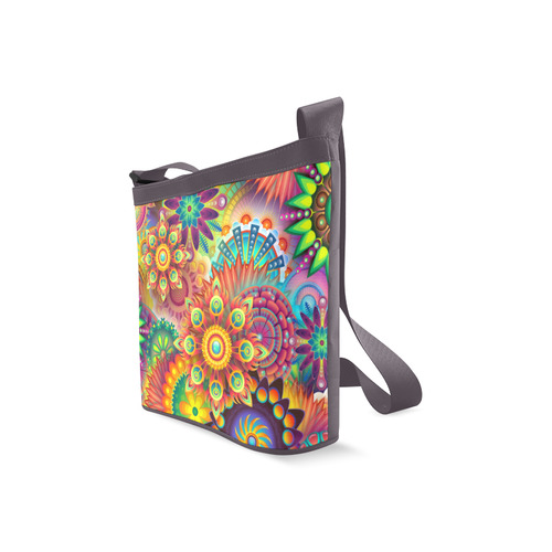 Trippy Psychedelic Floral Pattern Red Blue Crossbody Bags (Model 1613)