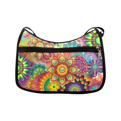 Trippy Psychedelic Floral Pattern Red Blue Crossbody Bags (Model 1616)