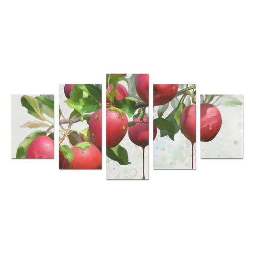 Melting Apples, fruit watercolors Canvas Print Sets D (No Frame)