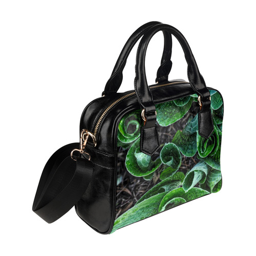 Green Leaves Floral Nature Pattern Shoulder Handbag (Model 1634)