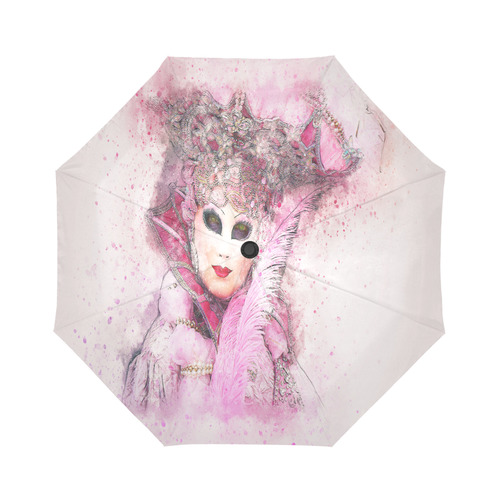 Fabulous Masquerade Carnival Mask Pink 1 Auto-Foldable Umbrella (Model U04)