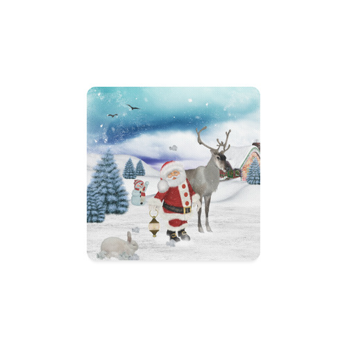 Christmas, Santa Claus with reindeer Square Coaster