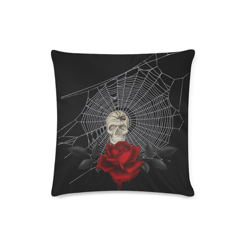 Gothic Skull, Spider And Spider Web Custom Zippered Pillow Case 16"x16"(Twin Sides)