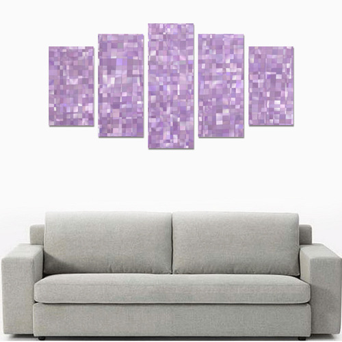 Purple Pearl Mosaic Glitch Canvas Print Sets A (No Frame)