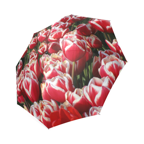 Red And White Tulips Floral Landscape Foldable Umbrella (Model U01)