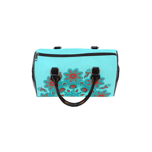 Floral Mandala Red Aqua Teal Boston Handbag (Model 1621)