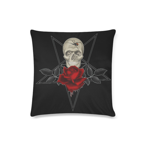 Gothic Skull With Spider And Pentagram Custom Zippered Pillow Case 16"x16"(Twin Sides)