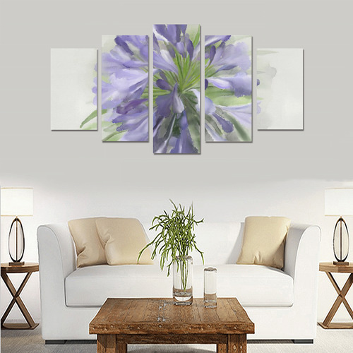 Delicate floral watercolor Purple, green Flower Canvas Print Sets A (No Frame)