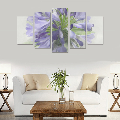 Delicate Purple Flower, floral watercolor Canvas Print Sets A (No Frame)