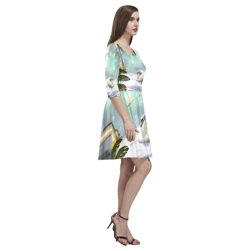 Beautiful swan Tethys Half-Sleeve Skater Dress(Model D20)