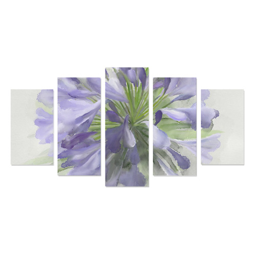 Delicate Purple Flower, floral watercolor Canvas Print Sets A (No Frame)