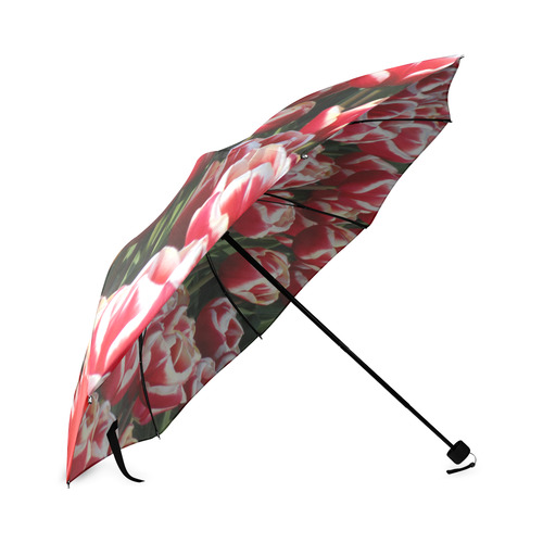 Red And White Tulips Floral Landscape Foldable Umbrella (Model U01)