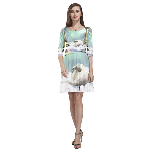 Beautiful swan Tethys Half-Sleeve Skater Dress(Model D20)