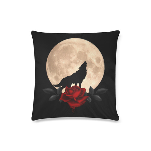 Gothic Wolf Full Moon Custom Zippered Pillow Case 16"x16"(Twin Sides)