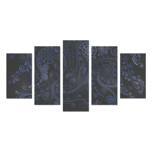 3D Psychedelic Ornamental blue on gray Canvas Print Sets A (No Frame)