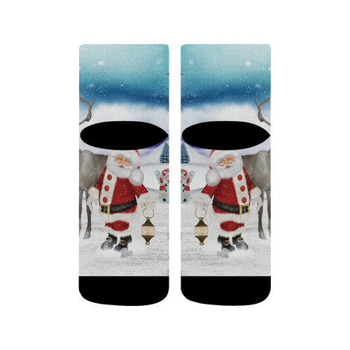 Christmas, Santa Claus with reindeer Quarter Socks