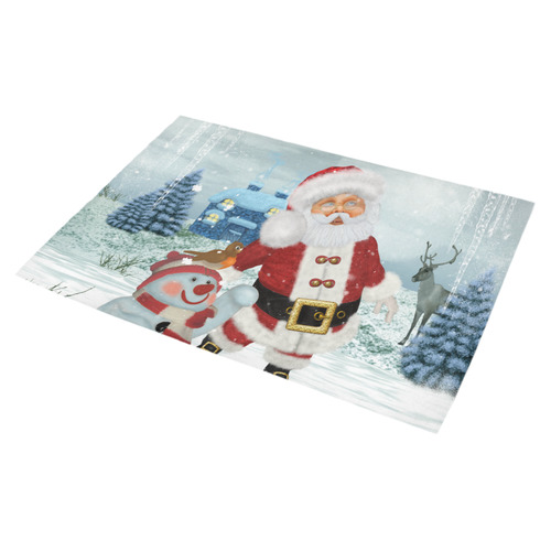 Christmas, Santa Claus with snowman Azalea Doormat 30" x 18" (Sponge Material)