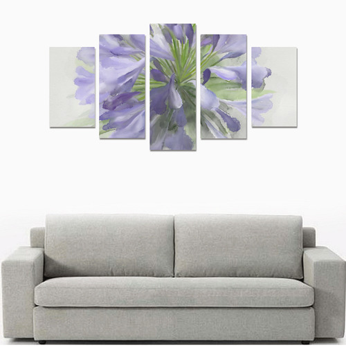 Delicate Purple Flower, floral watercolor Canvas Print Sets A (No Frame)