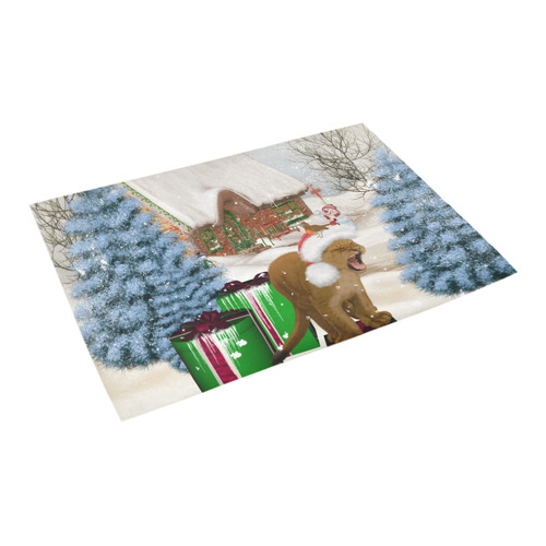 Christmas cute little lion with christmas hat Azalea Doormat 24" x 16" (Sponge Material)