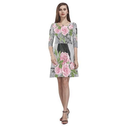 The crow with roses Tethys Half-Sleeve Skater Dress(Model D20)