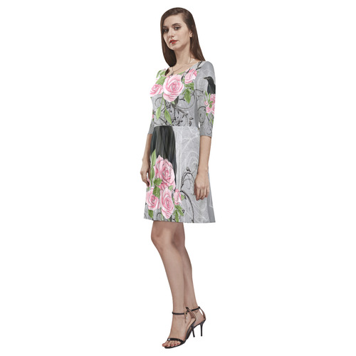 The crow with roses Tethys Half-Sleeve Skater Dress(Model D20)