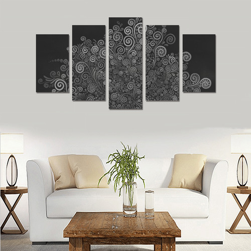 3D Psychedelic Black and White Rose Canvas Print Sets A (No Frame)