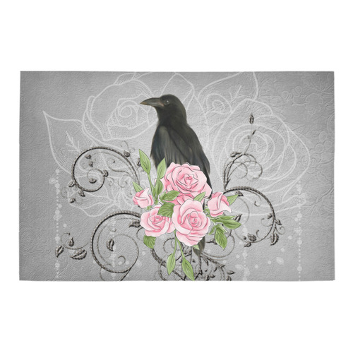 The crow with roses Azalea Doormat 24" x 16" (Sponge Material)