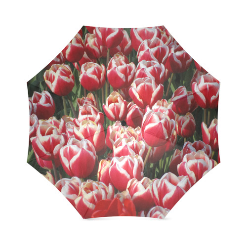 Red And White Tulips Floral Landscape Foldable Umbrella (Model U01)