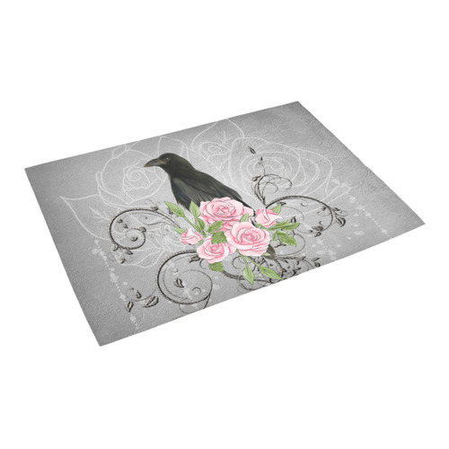 The crow with roses Azalea Doormat 24" x 16" (Sponge Material)