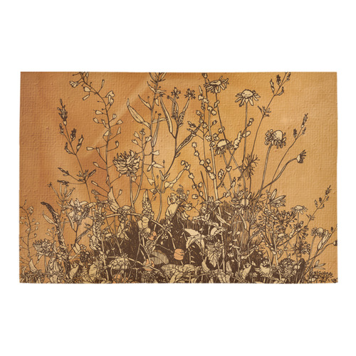 Brown flowers, vintage Azalea Doormat 24" x 16" (Sponge Material)