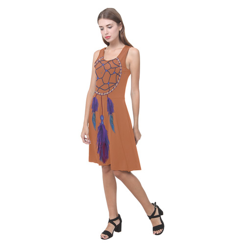 Purple Blue Dreamcatcher Boho Ethnic Atalanta Casual Sundress(Model D04)