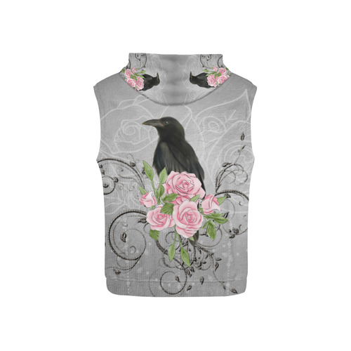 The crow with roses All Over Print Sleeveless Hoodie for Kid (Model H15)