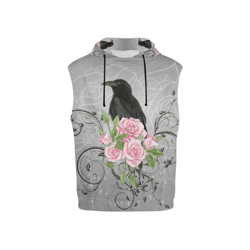 The crow with roses All Over Print Sleeveless Hoodie for Kid (Model H15)