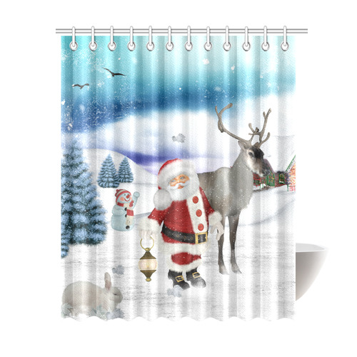 Christmas, Santa Claus with reindeer Shower Curtain 69"x84"