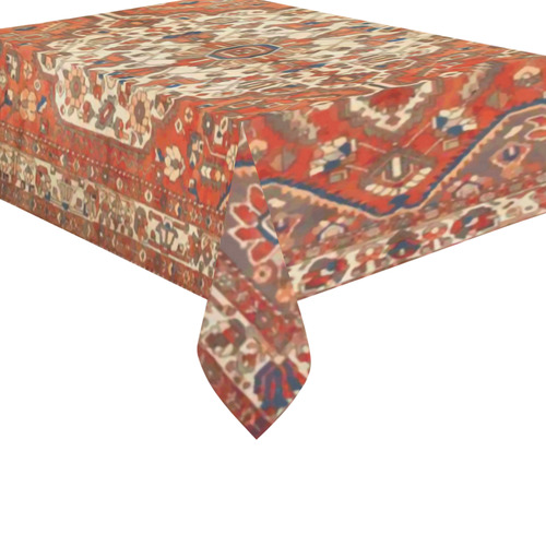 Antique Floral Persian Rug Pattern Cotton Linen Tablecloth 60"x 84"