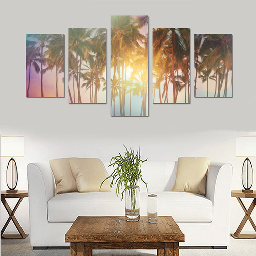 Serenity Tropical Beach Canvas Print Sets C (No Frame)