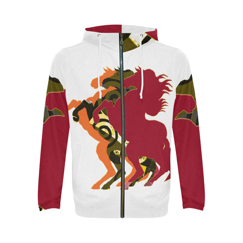 Bubalapa Horses Emblem All Over Print Full Zip Hoodie for Men (Model H14)