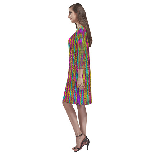 Star fall in  retro peacock colors Rhea Loose Round Neck Dress(Model D22)