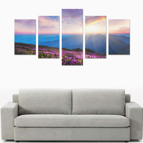 Magic Pink Rhododendron Flowers Canvas Print Sets C (No Frame)